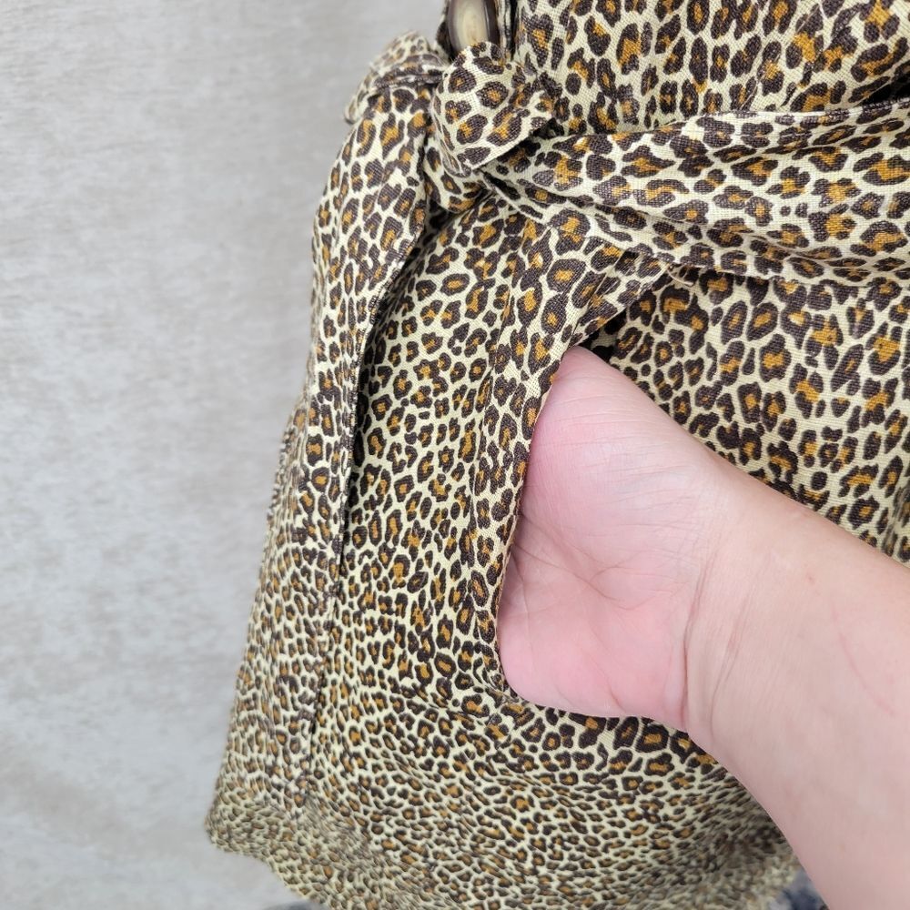 Tasha Polizzi Trench Coat Vintage Linen Leopard Print Double Breasted - Picture 5 of 13